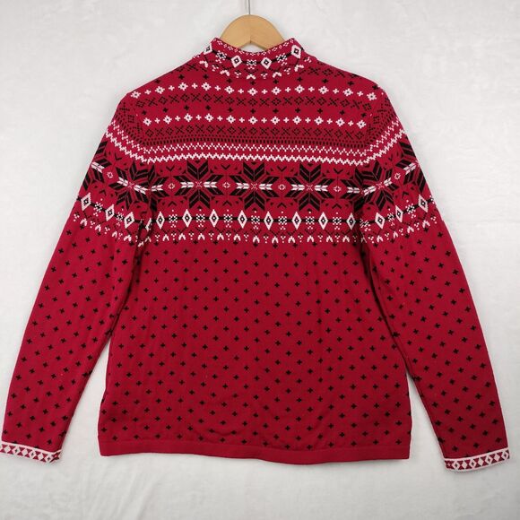 Breckenridge Sweater Womens Petite XL Red 1/4 Zip Fair Isle Holiday Christmas - Picture 10 of 13